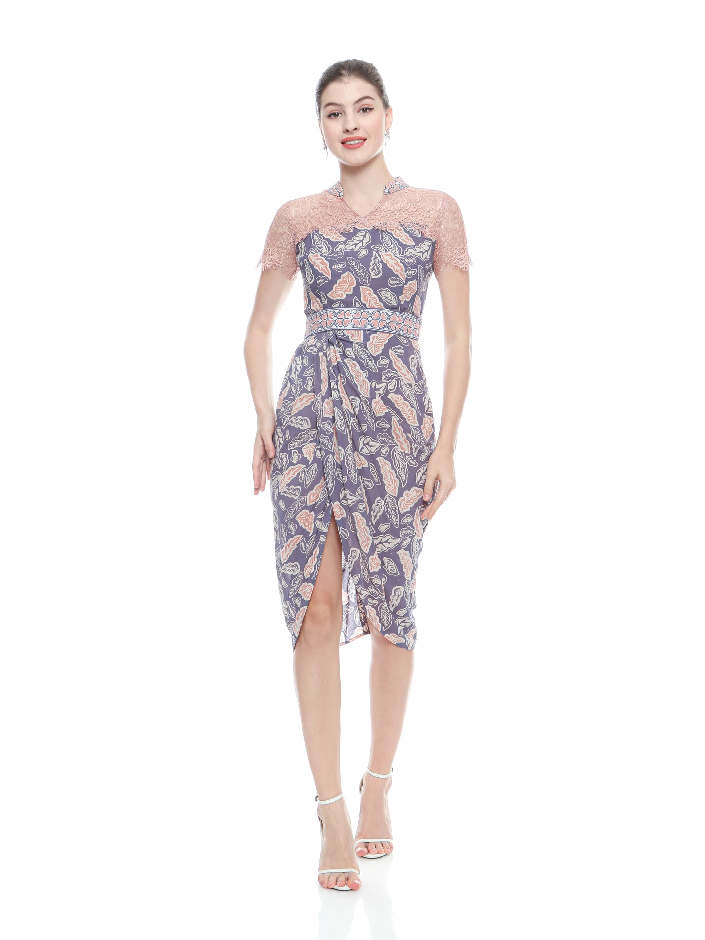 Dress Cheongsam Purple Lace