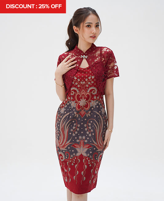 Dress CNY Cheongsam Maroon Xi Shi