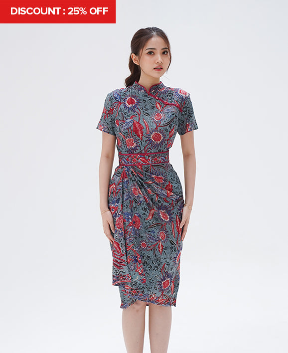 Dress CNY Cheongsam Grey Min Tao