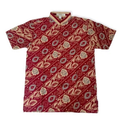 Men Shirt Parang Stripe Maroon