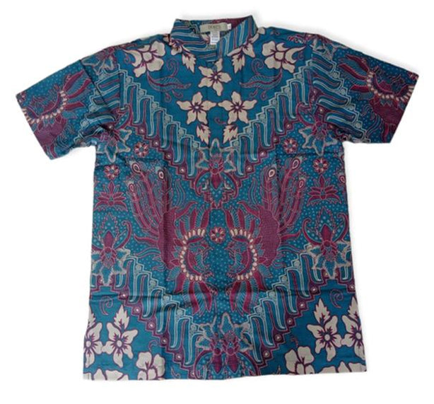 Men Shirt Flower Triangle Turquois