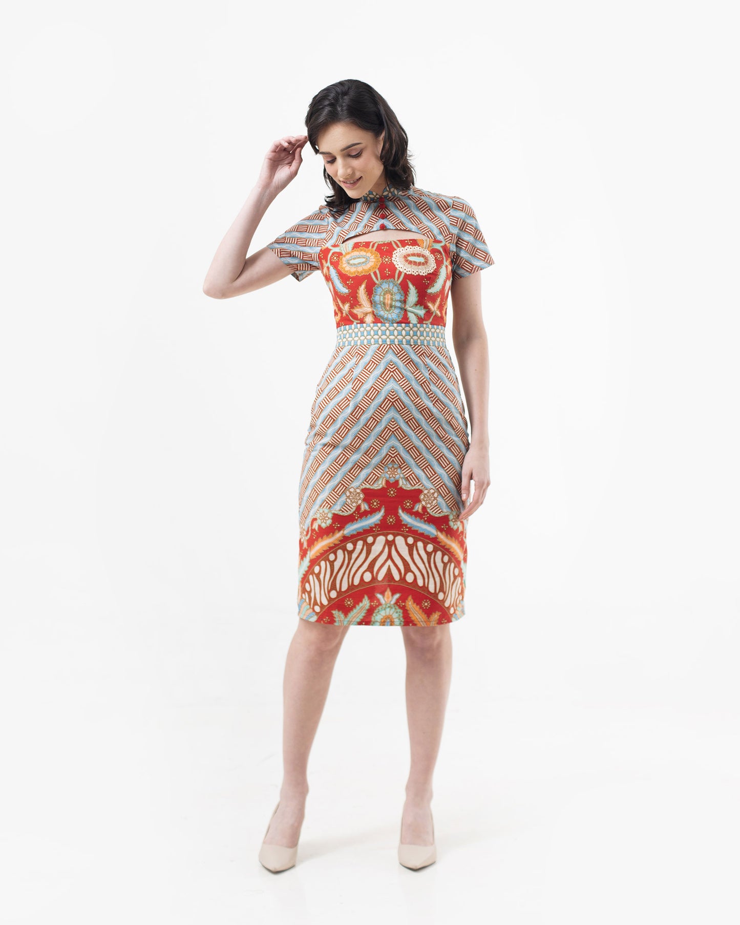 Dress Red Cotton Cheongsam Batik