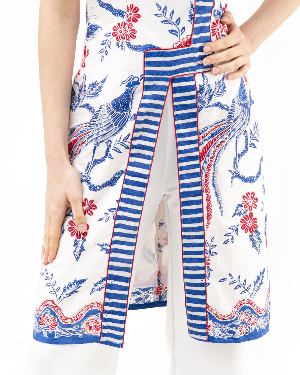 Top Blue & White Cheongsam Batik