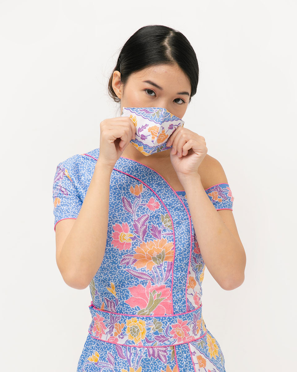 Dress Light Blue One Shoulder Cotton