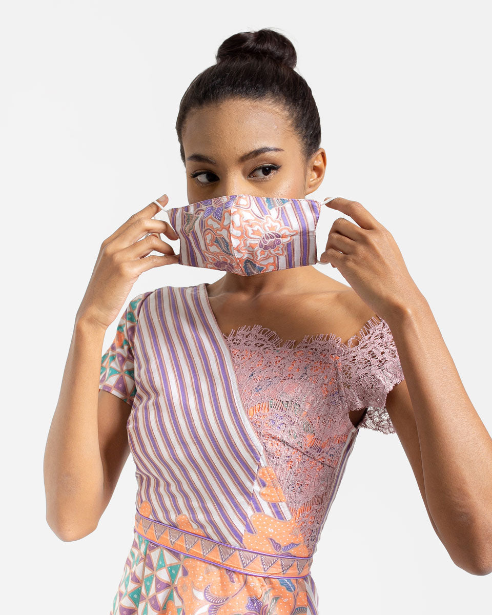 Top Purple Peach stripe Line Batik