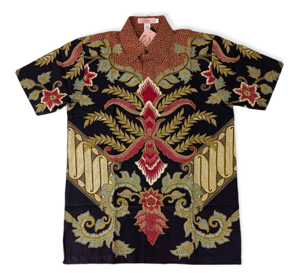 Men Shirt Black Red Javanese Batik