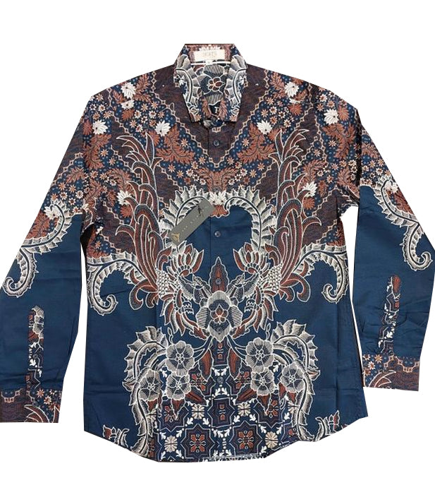 Men Blue Flower Kencana Shirt