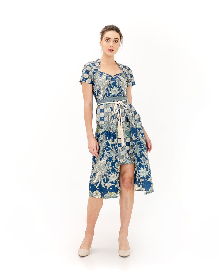 Set Long Blue Set Top and Skirt