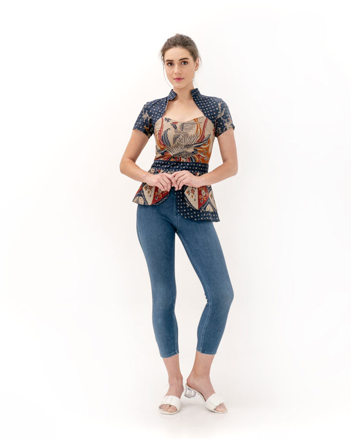 Top Navy Batik Sinaran with Tassel