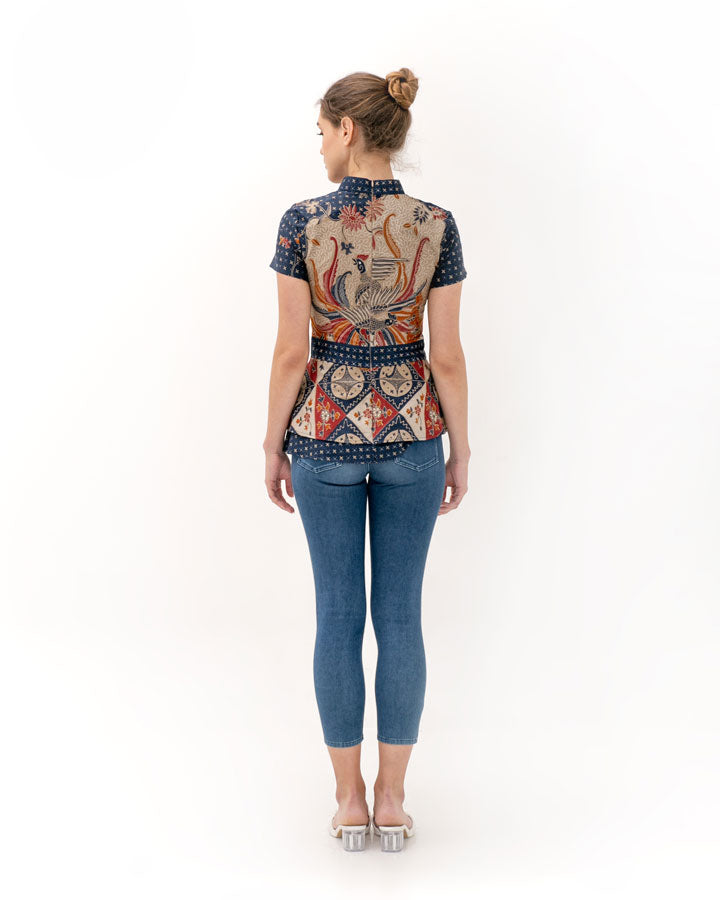 Top Navy Batik Sinaran with Tassel