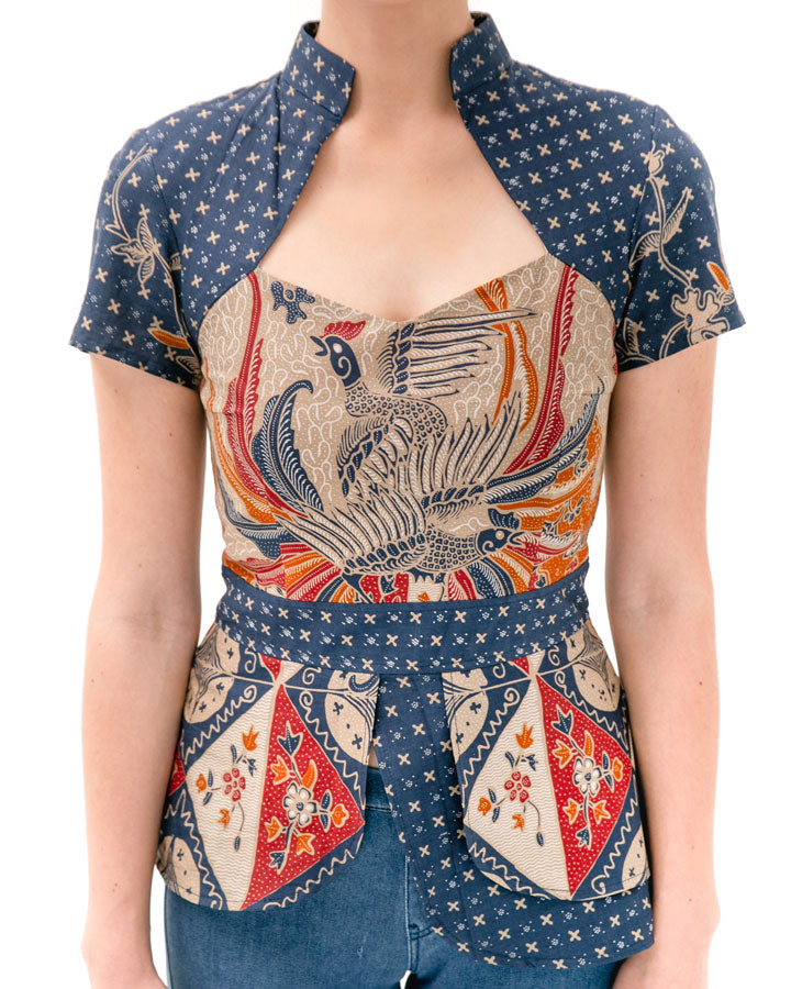 Top Navy Batik Sinaran with Tassel
