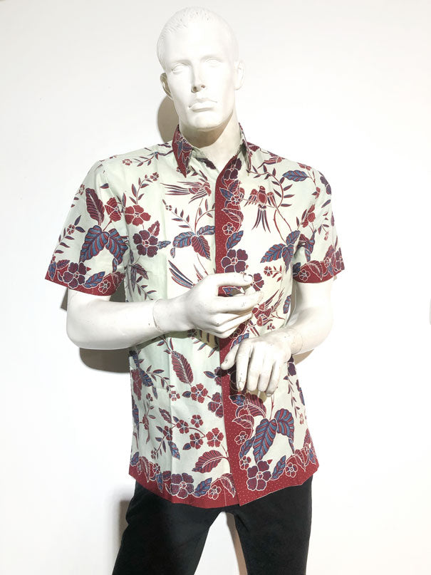 Men Maroon Batik Sinaran Shirt