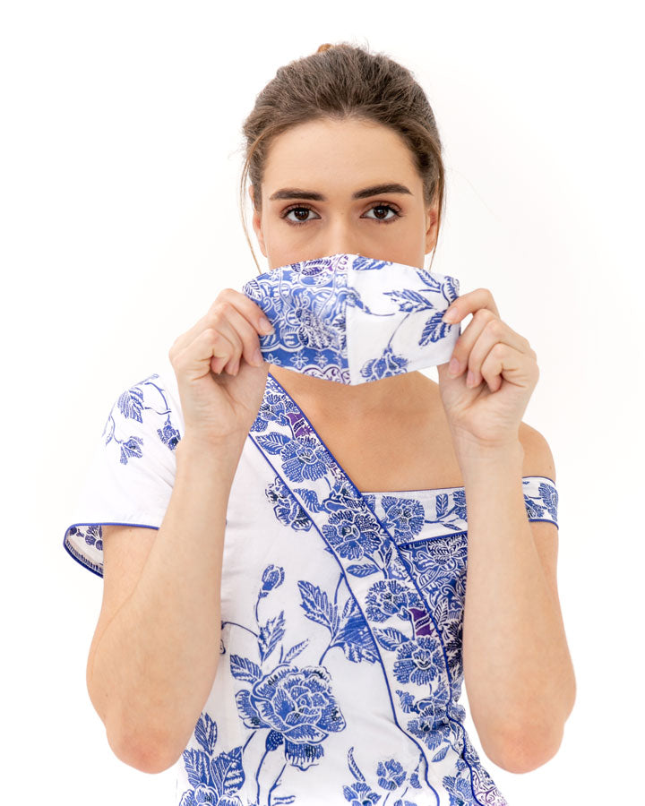 Dress White Blue Encim Batik