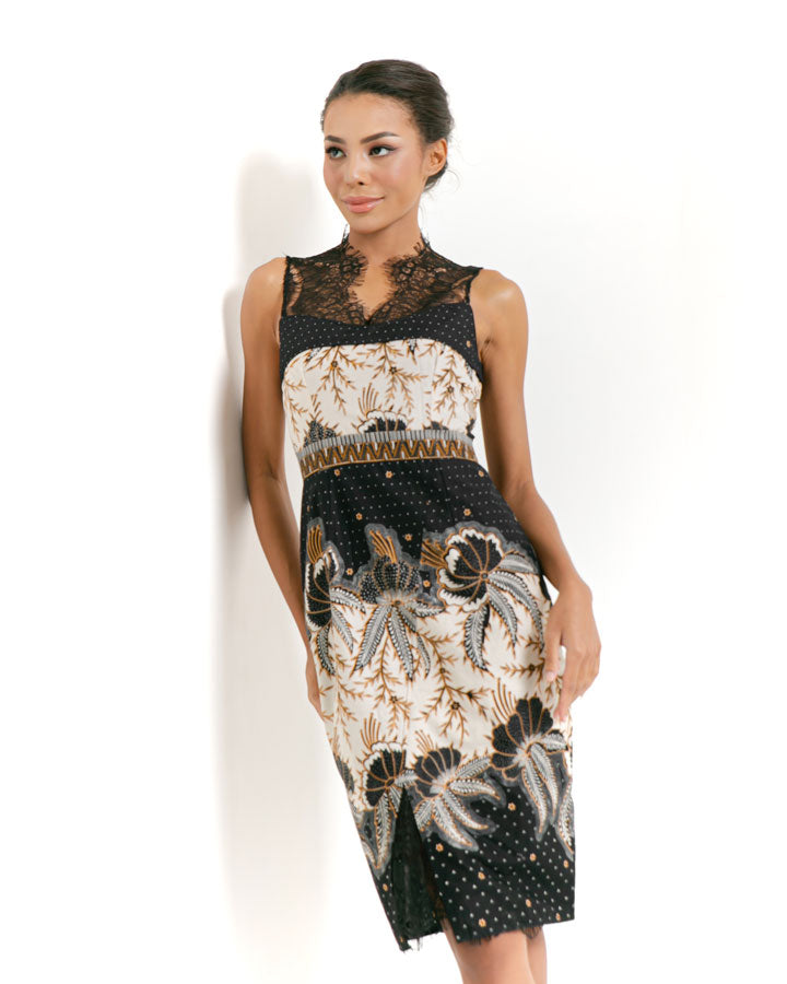 Dress Black White Flower Lace