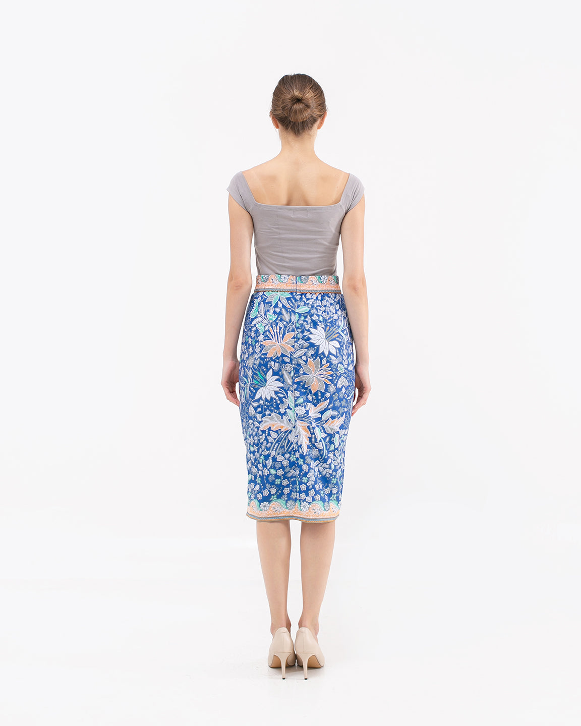 Bottom Cotton Blue Grey Lace Skirt
