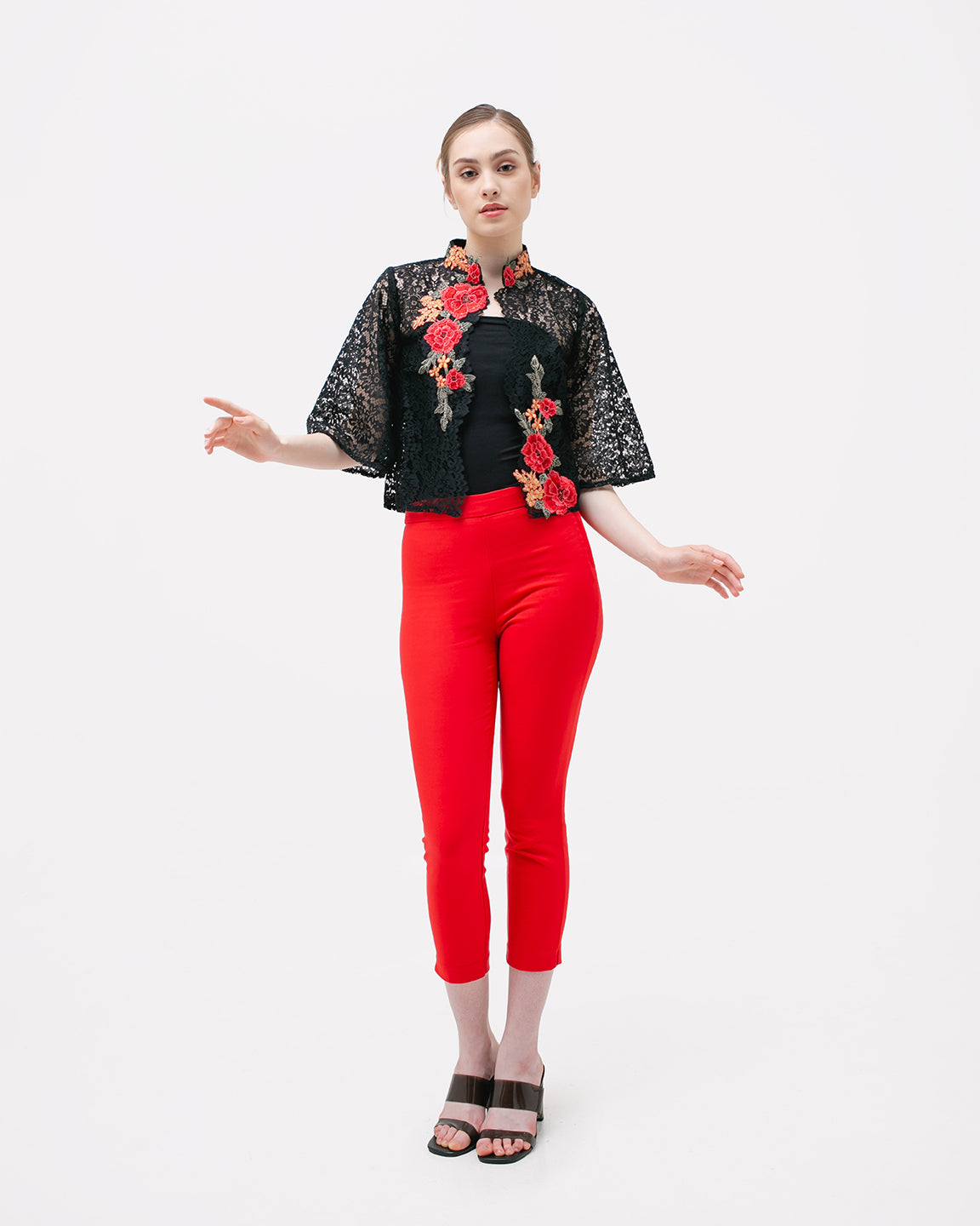 Top Flower Black Cheongsam Embroidery