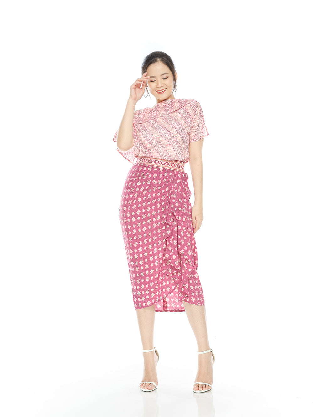 Rounge Pink One Shoulder Skirt