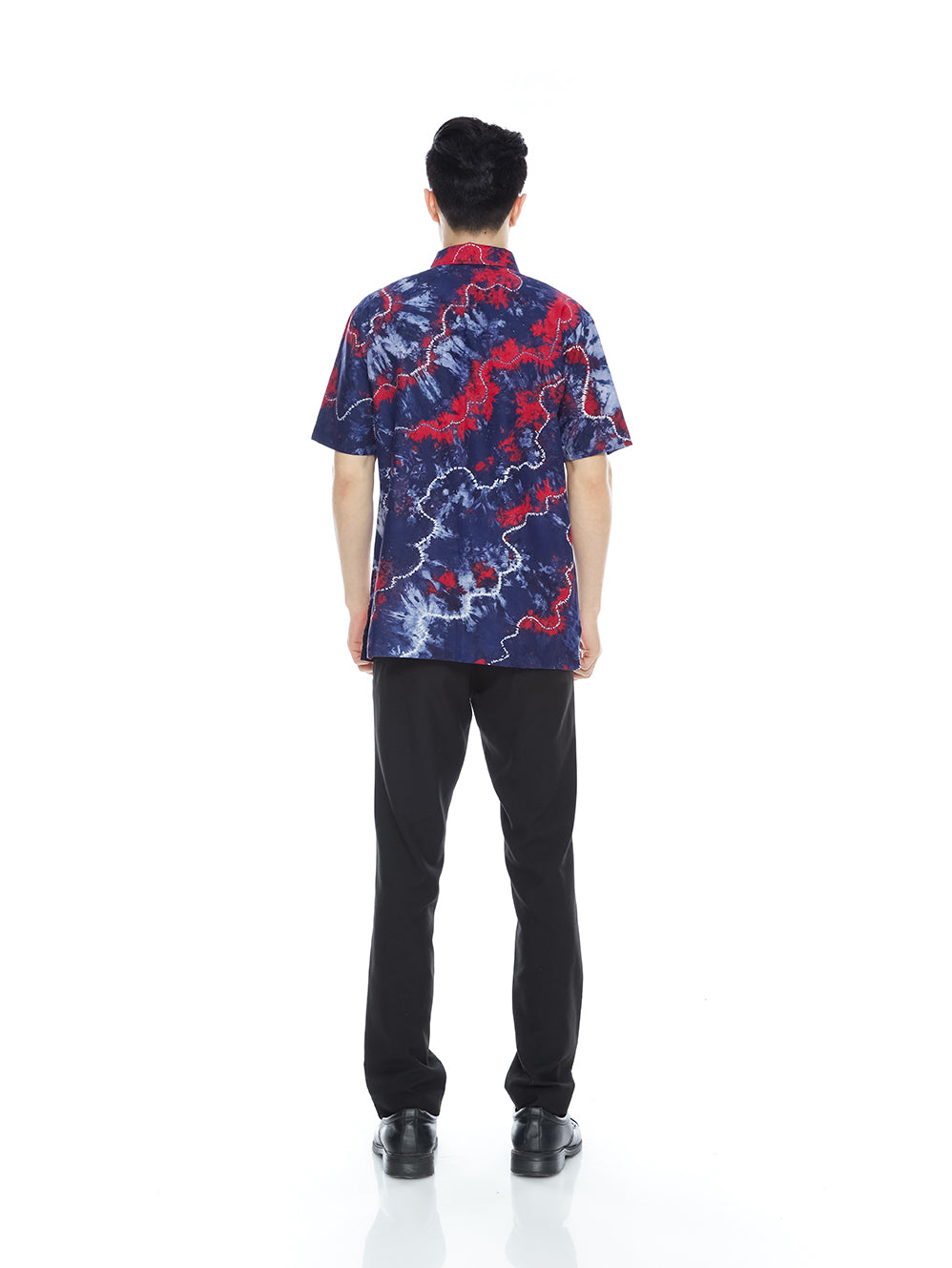 Men Shirt Bleach Blue Red