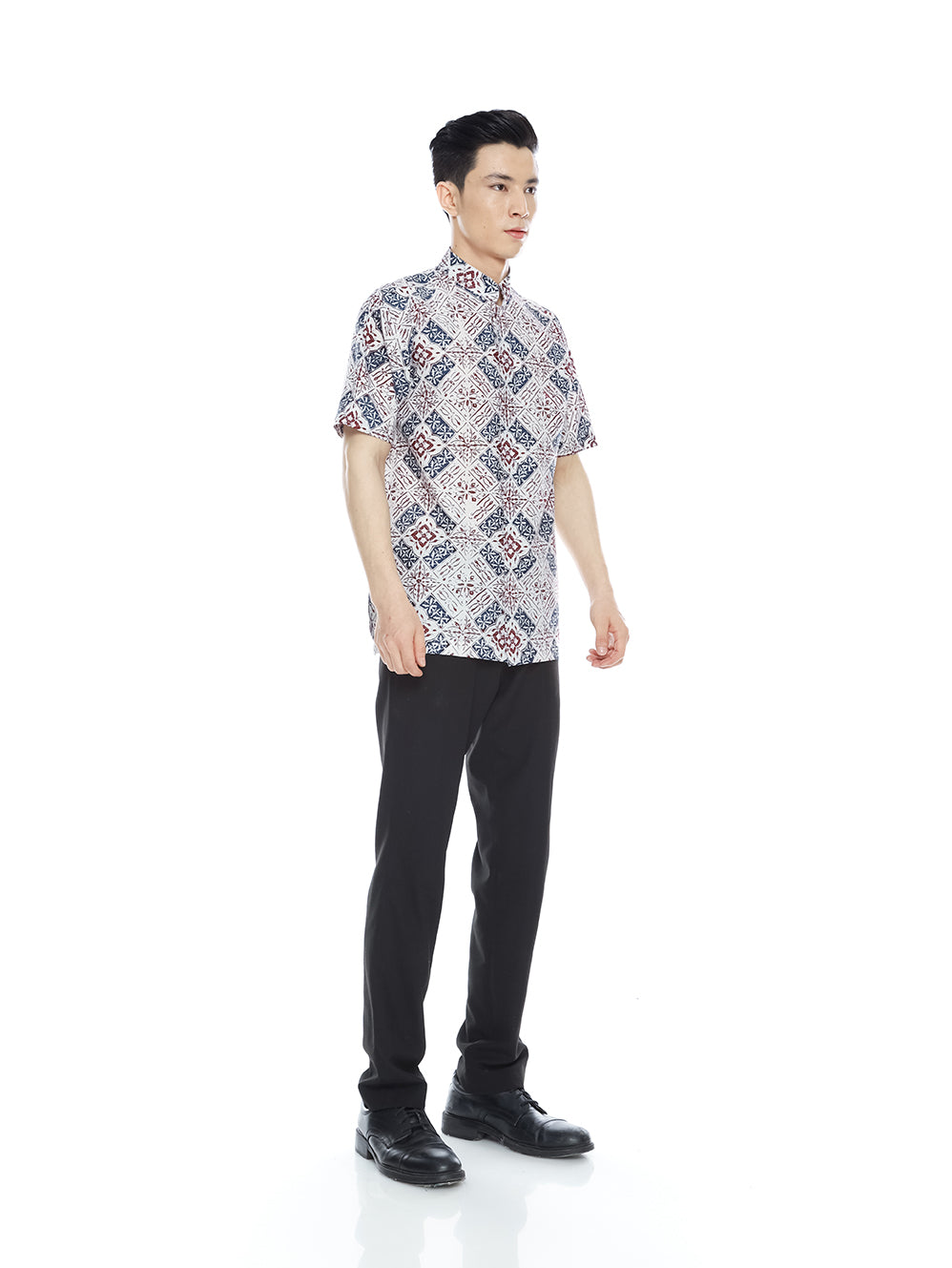 Grey Block Cheongsam Men Shirt