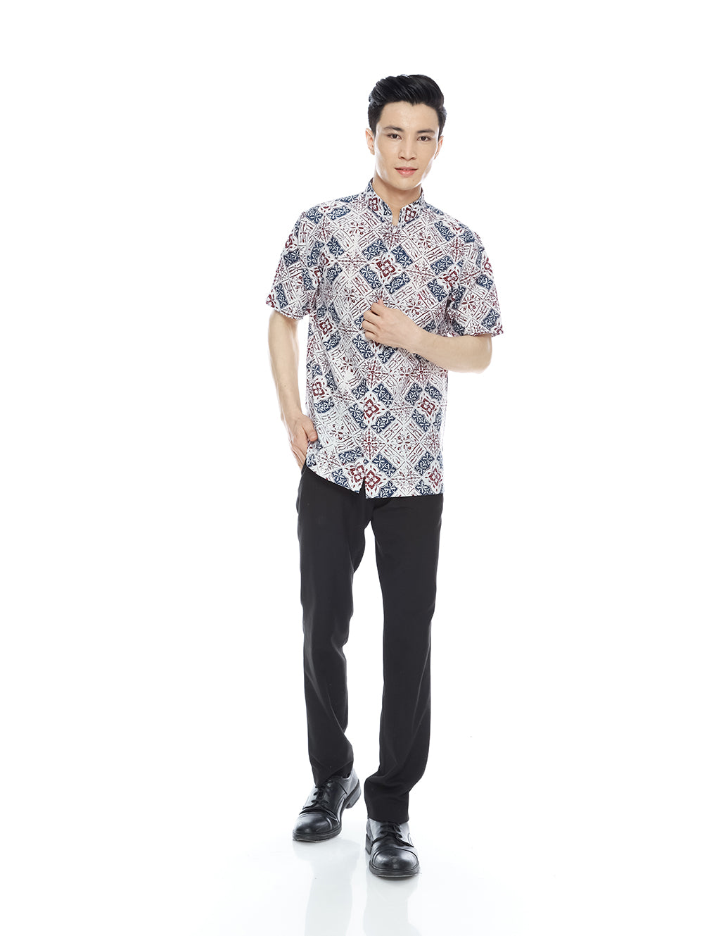 Grey Block Cheongsam Men Shirt