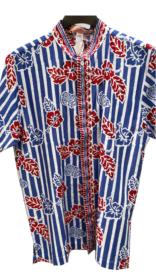 Men Shirt Flower Tictac Maroon Cheongsam
