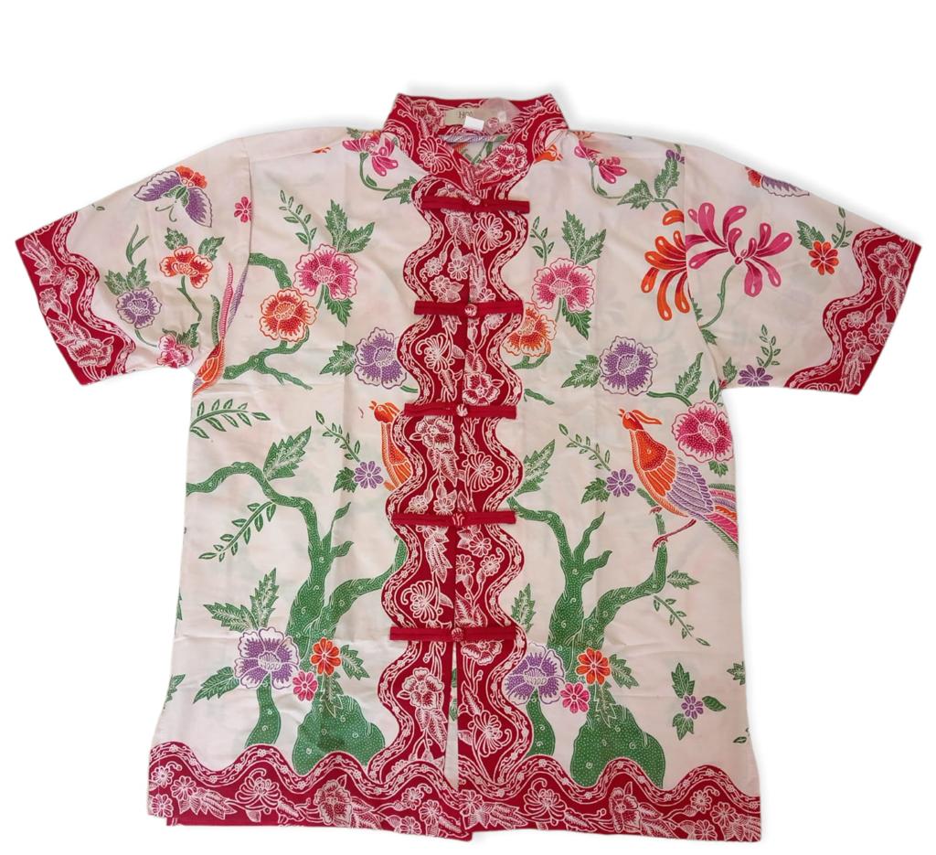 Men White Red Flowery Shirt