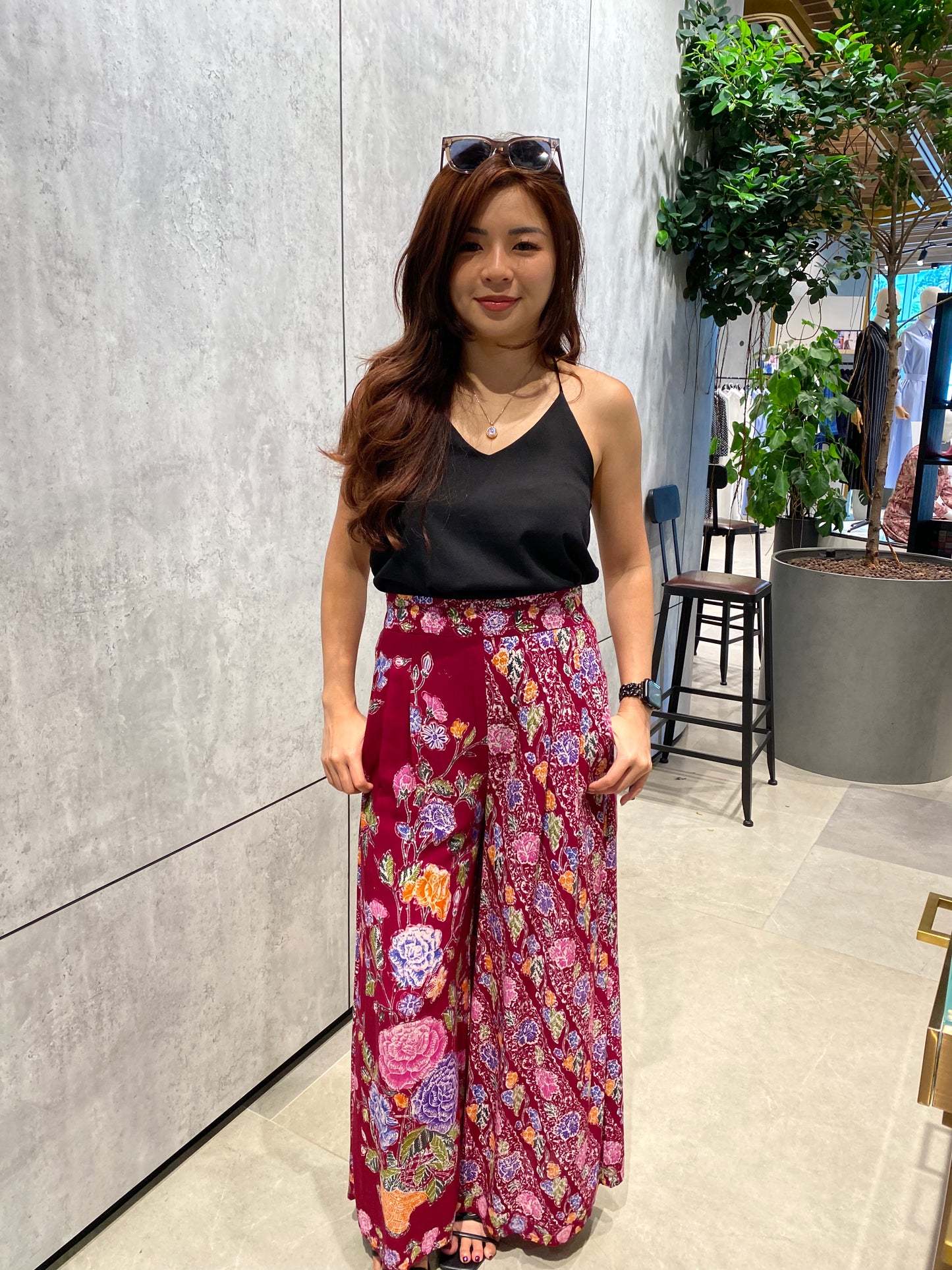 Ayunda Maroom Flower Pants Bottom