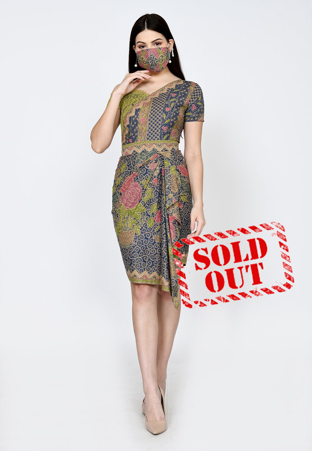 Dress Sabrina Batik with Green Lace Hoki's Closet Dress Sabrina Batik with Green Lace Hoki's Closet