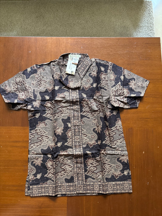 Mens Short Sleeve Brown Batik