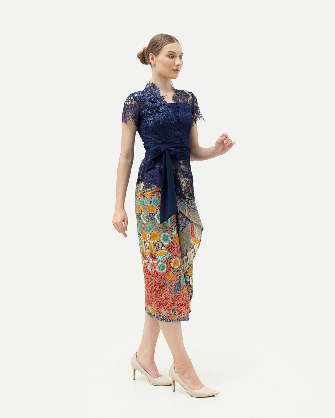 Set Kebaya Bali Dark Blue Ribbon