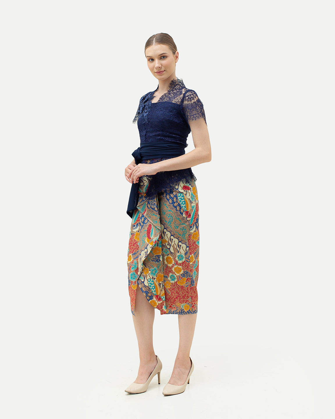Set Kebaya Bali Dark Blue Ribbon