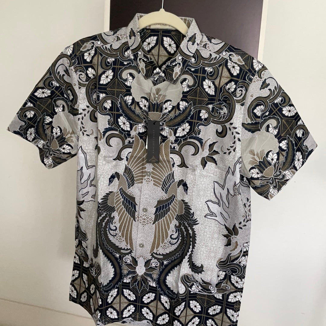 TBC Men white flower short sleeve