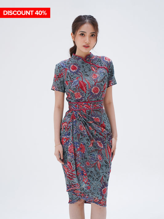 Dress CNY Cheongsam Grey Min Tao