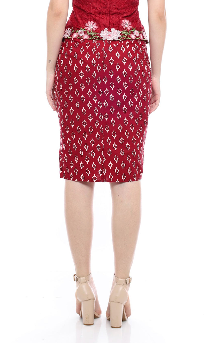 Skirt Ambalika Maroon Flower