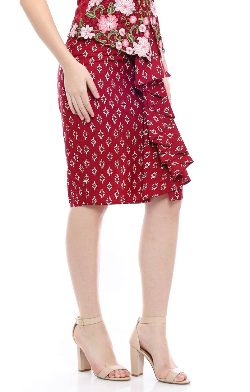 Skirt Ambalika Maroon Flower