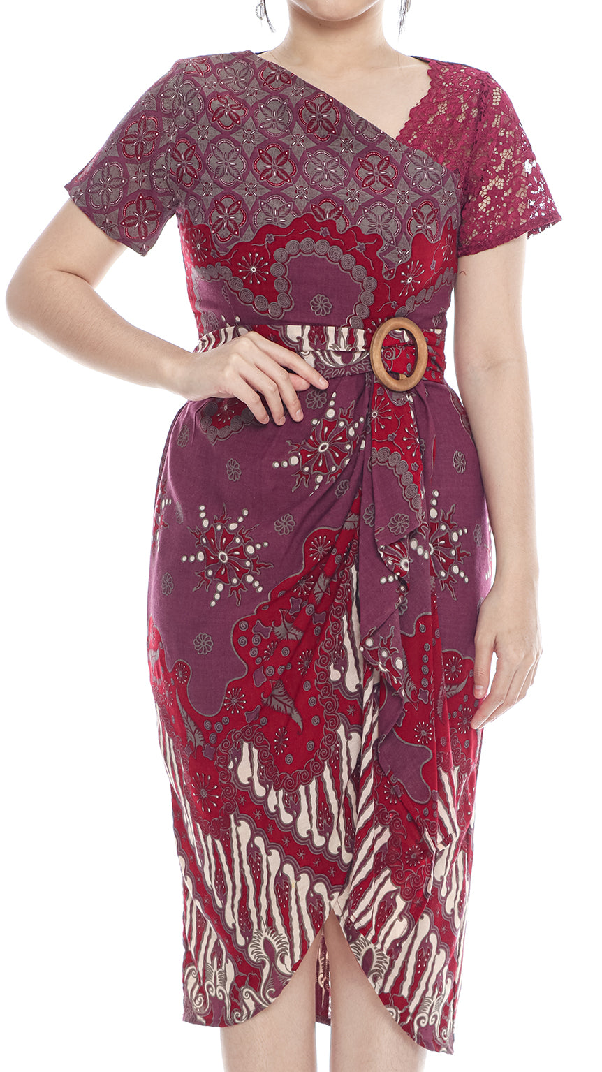 Dress Ambarawati Maroon Lace