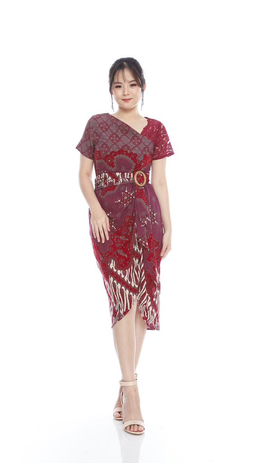 Dress Ambarawati Maroon Lace