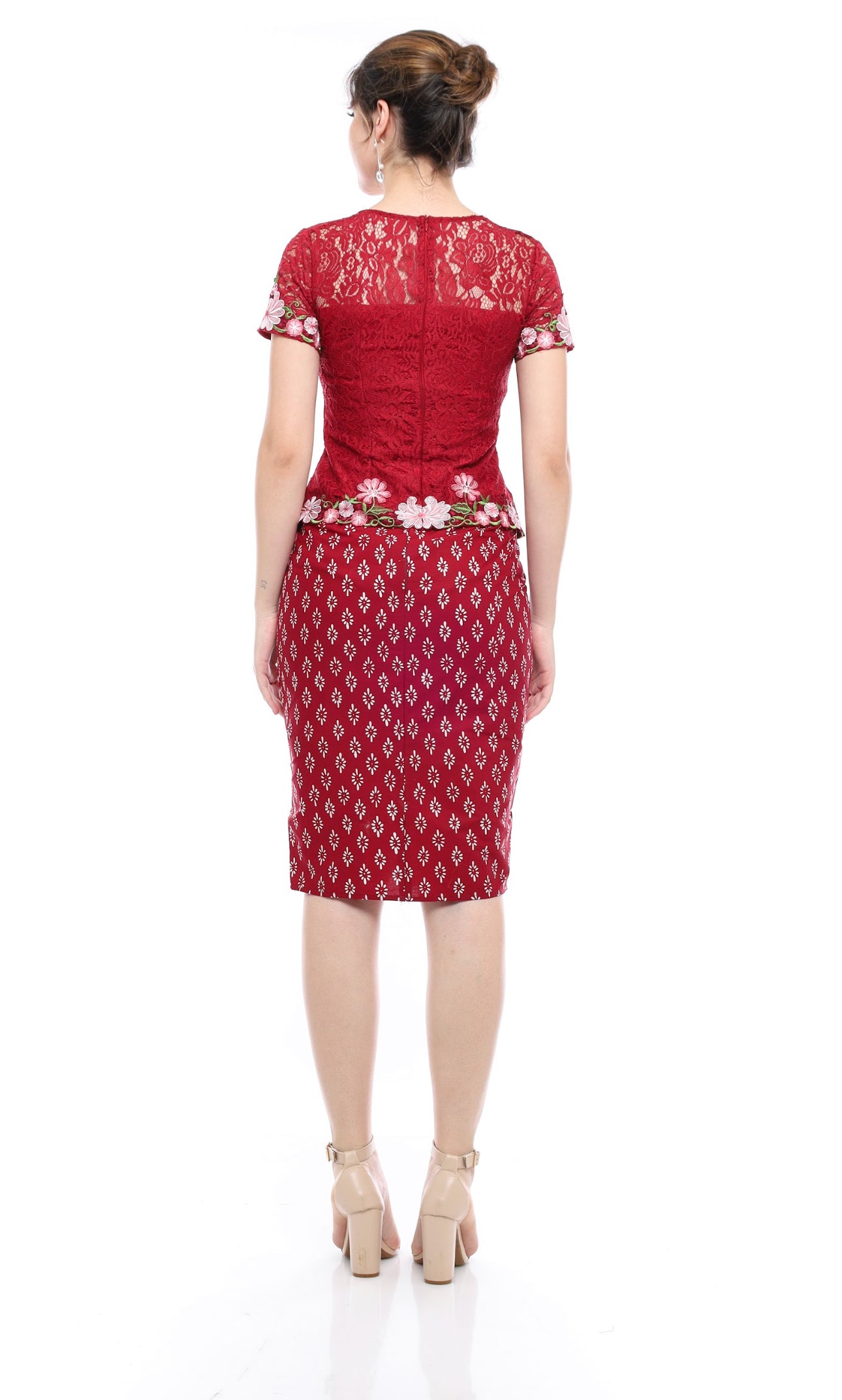 Set Kebaya Ambalika Maroon Flower