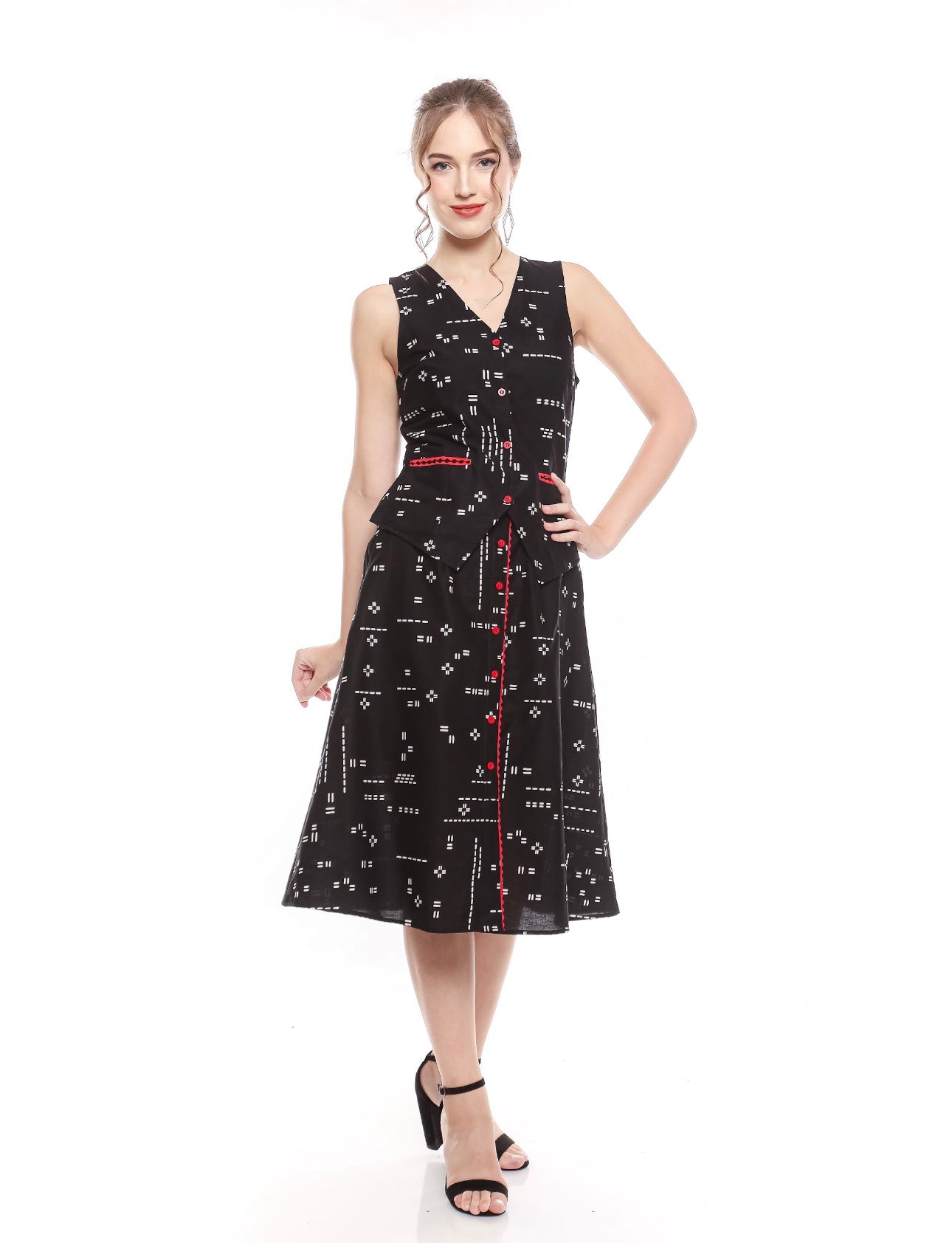 Set Black Batik Dot Skirt