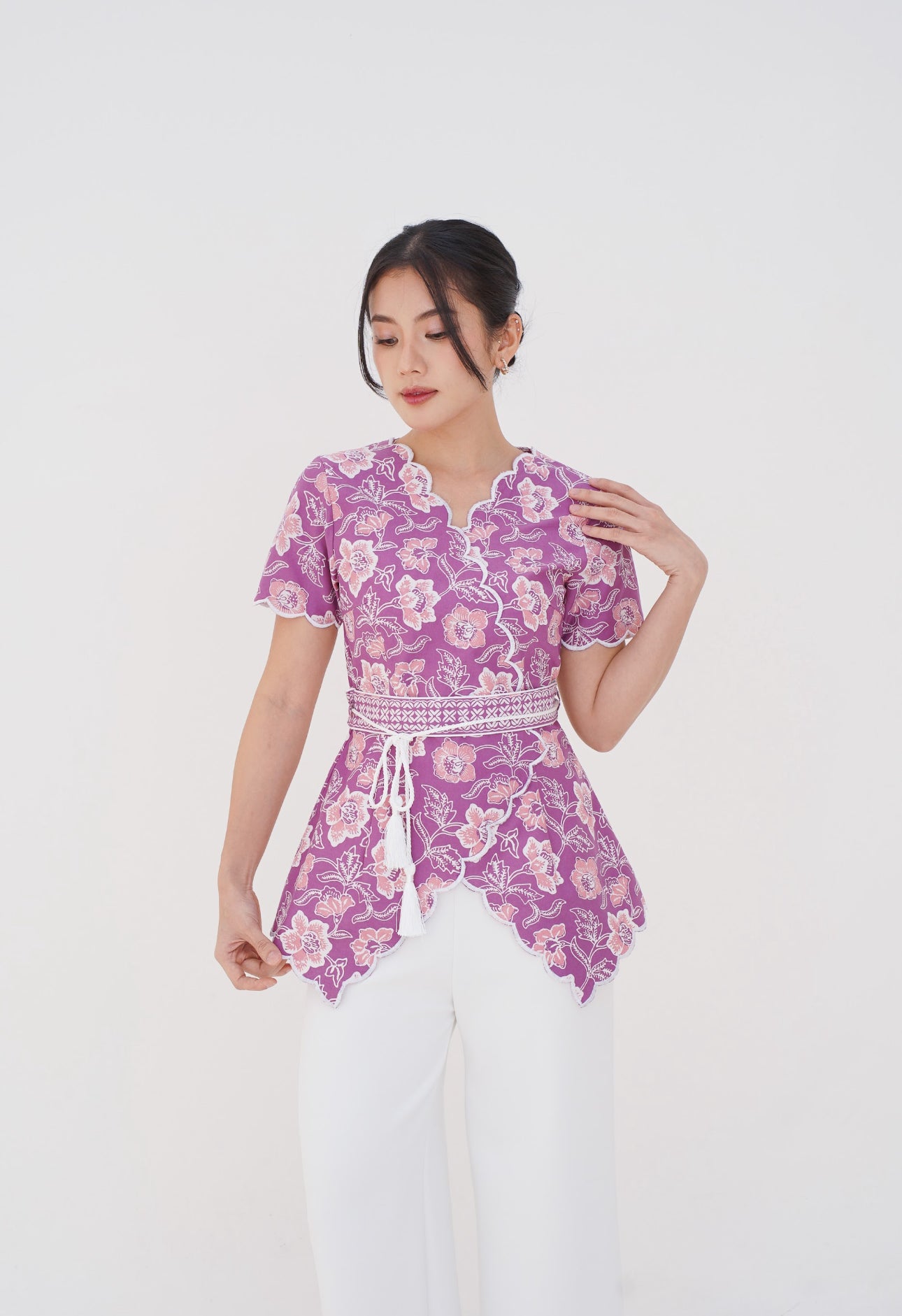 Top Kimono Purple Flower Melati