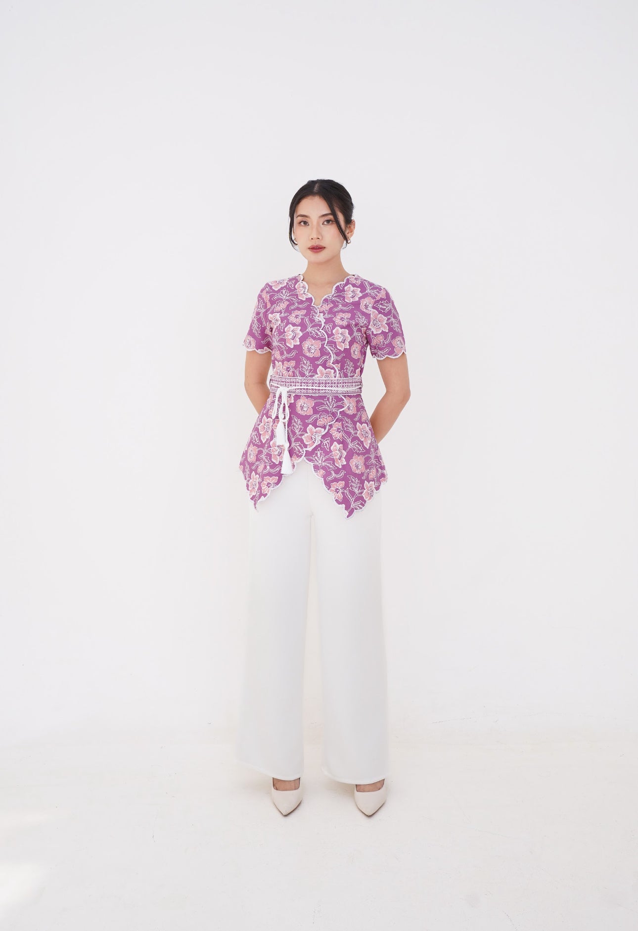 Top Kimono Purple Flower Melati