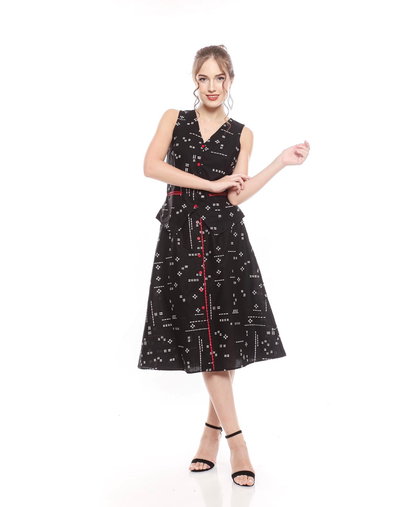 Set Black Batik Dot Skirt