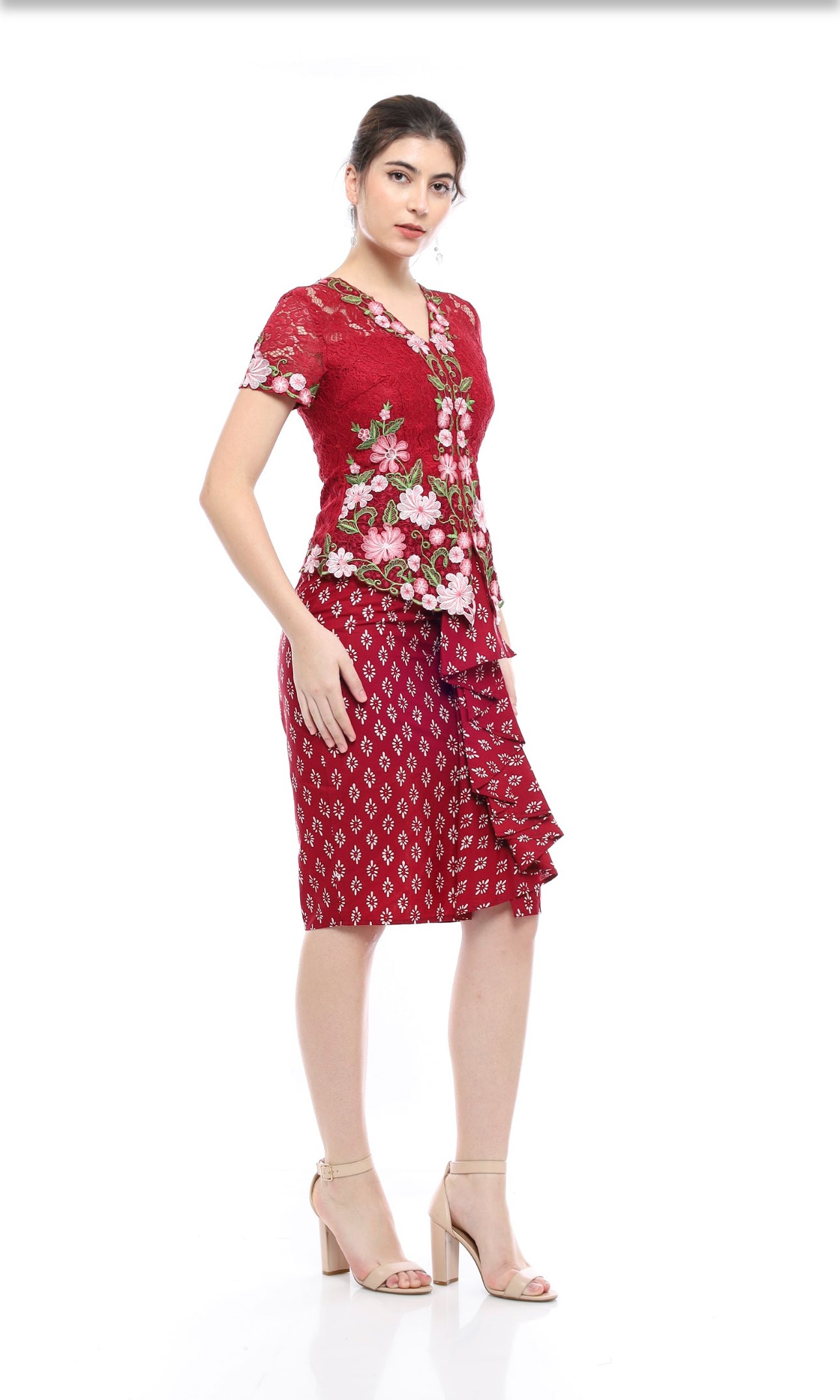 Set Kebaya Ambalika Maroon Flower