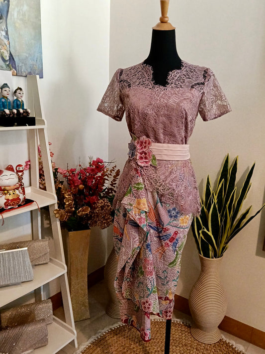 Dress Lace Flower Bird Pink