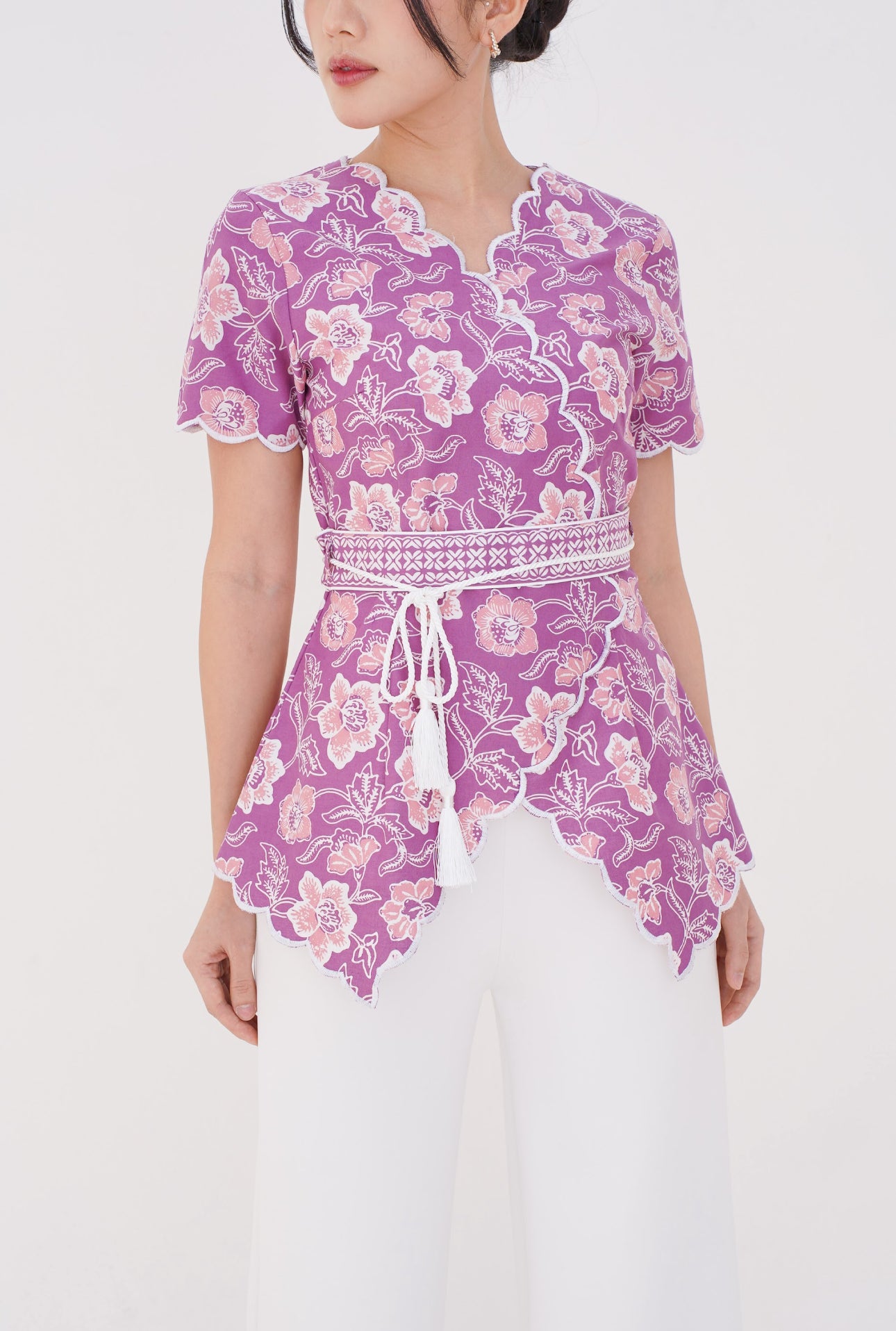 Top Kimono Purple Flower Melati