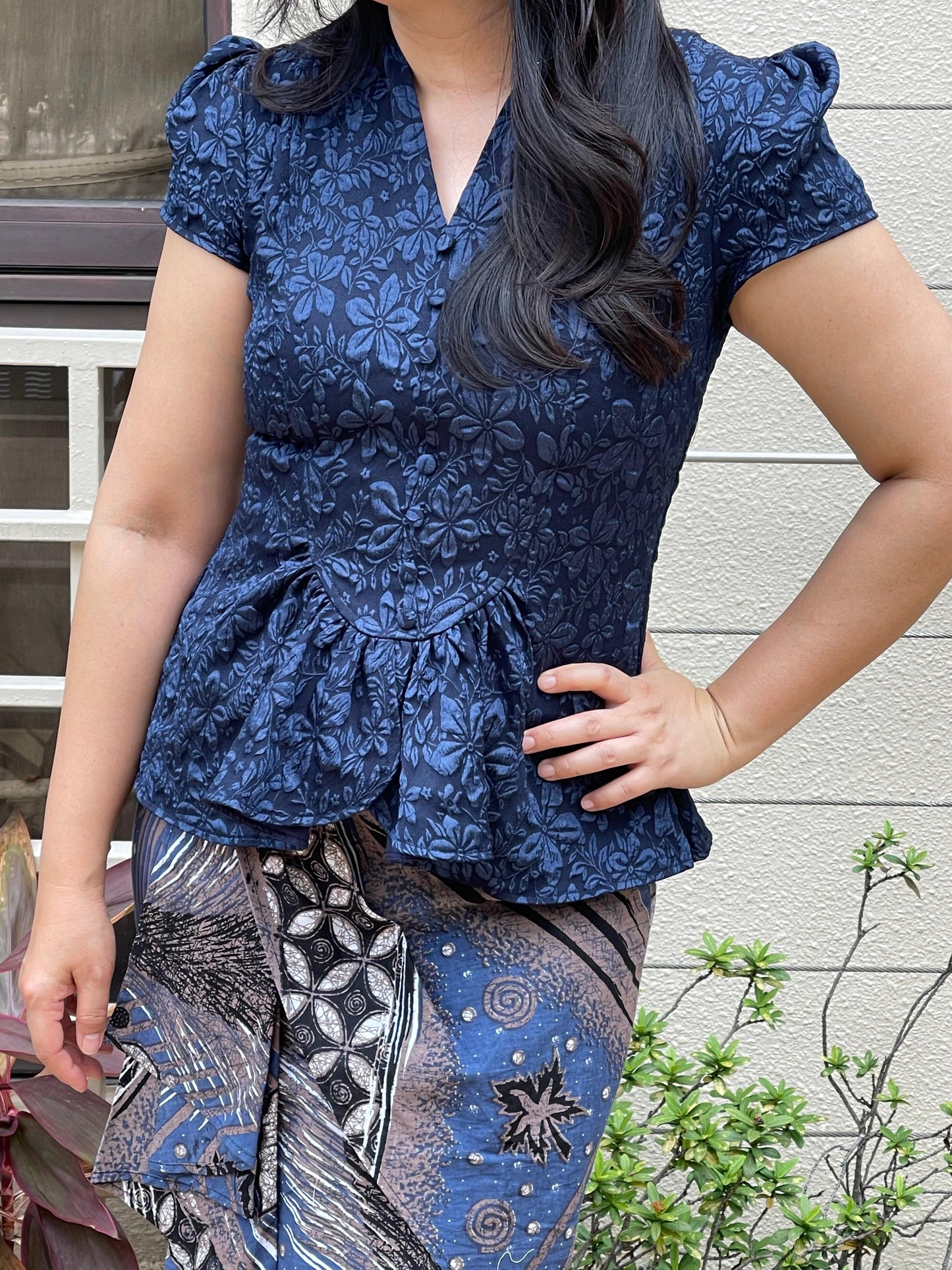 Top Blue Navy Bunga Rampai