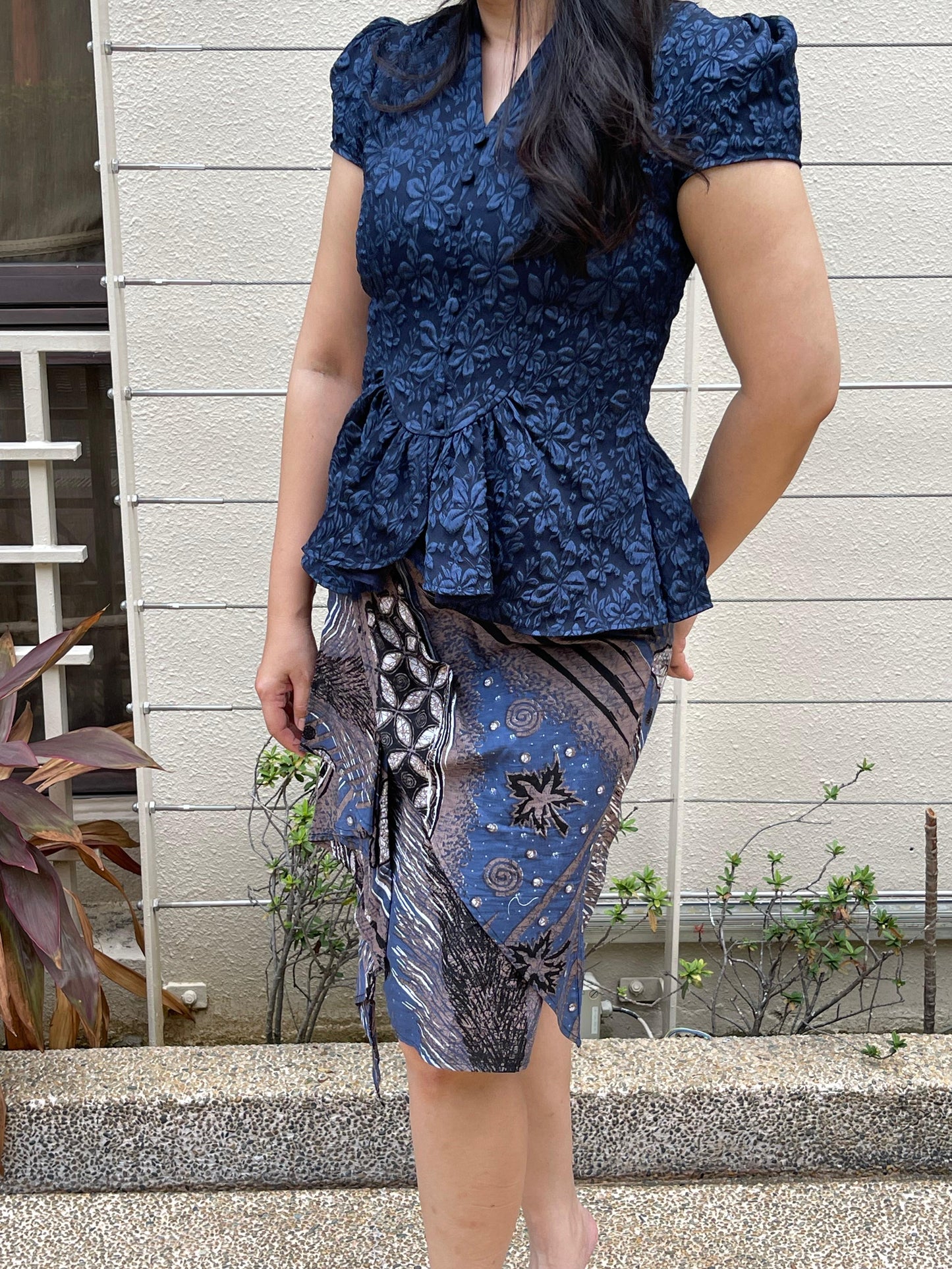 Top Blue Navy Bunga Rampai