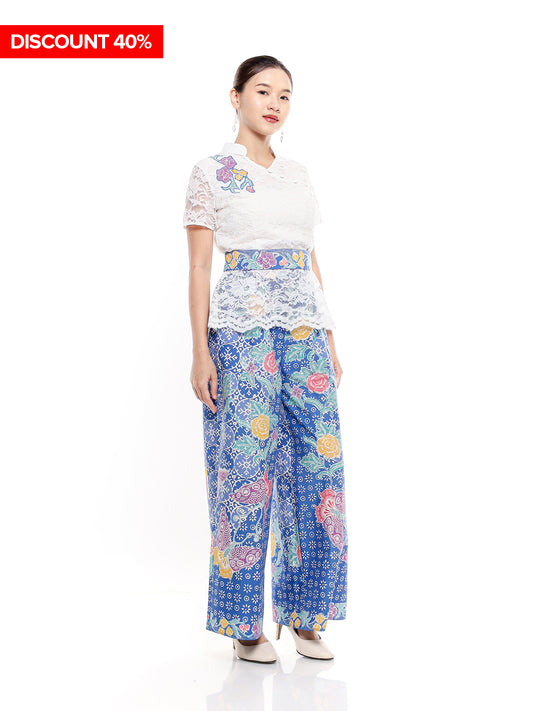 Set Cherish Cheongsam White Encim Blue