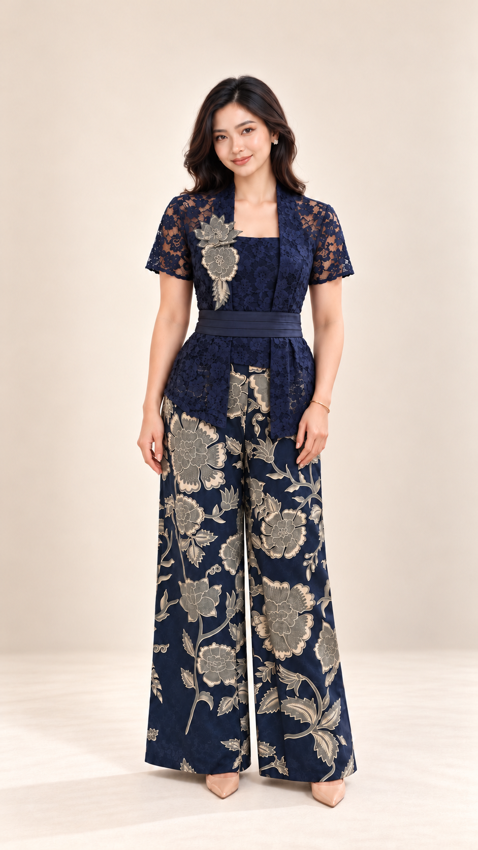Set Kebaya Navy Sariningsih Flower