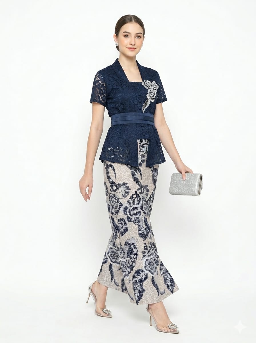 Set Blue Kebaya Double Flower (Last pcs)